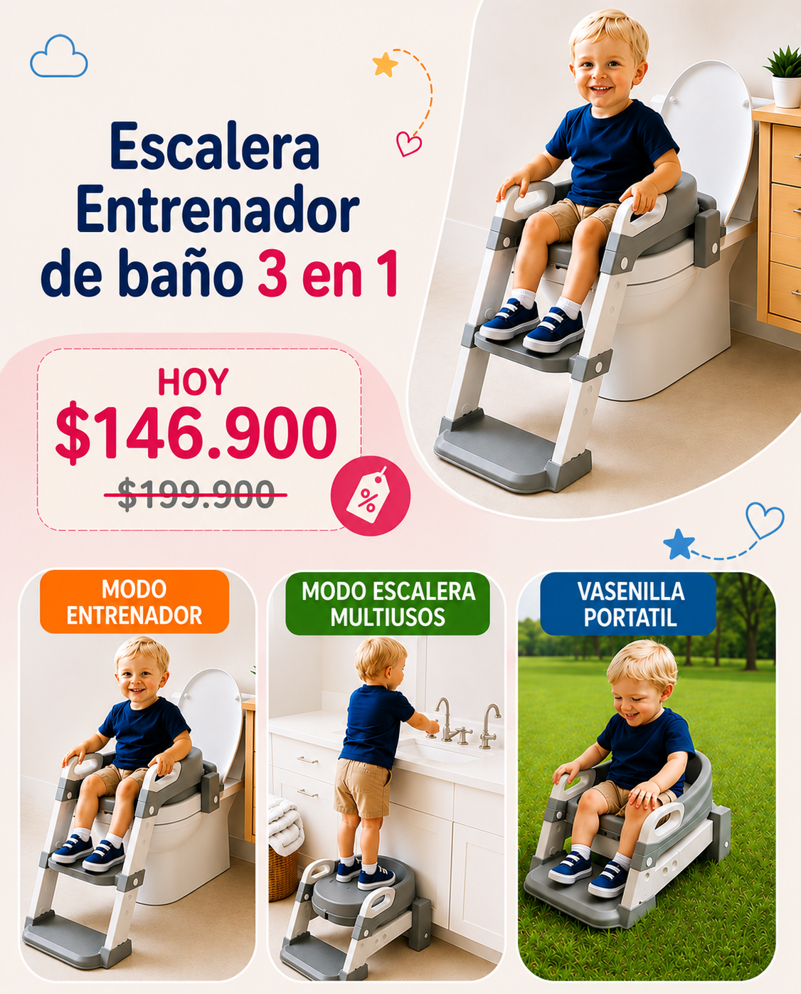 ESCALERA ENTRENADOR 3 EN 1